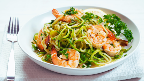 Tôm scampi với mì bí ngòi
