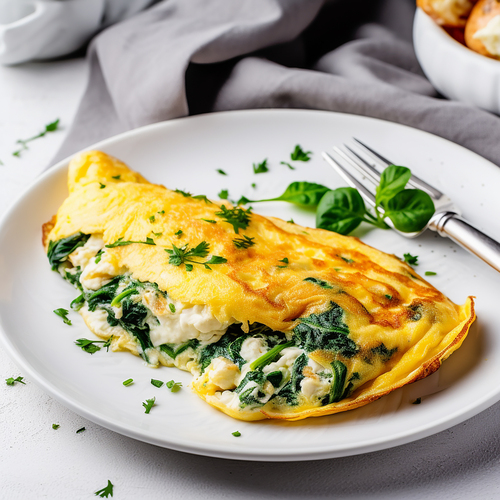 Rau bina Keto và trứng tráng Feta