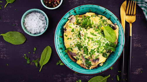 Frittata nấm và phô mai dê