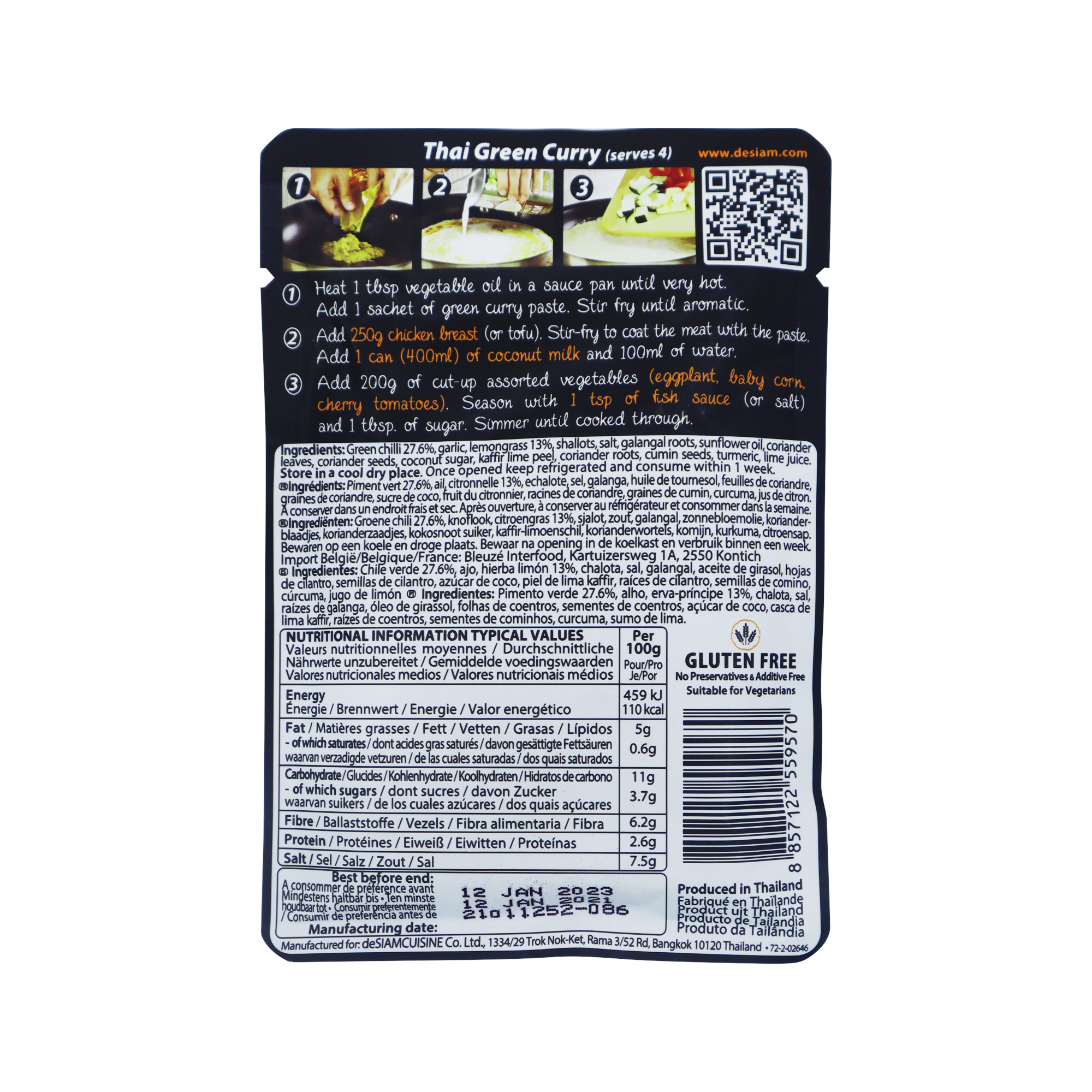 De Siam Green Curry Paste 70g