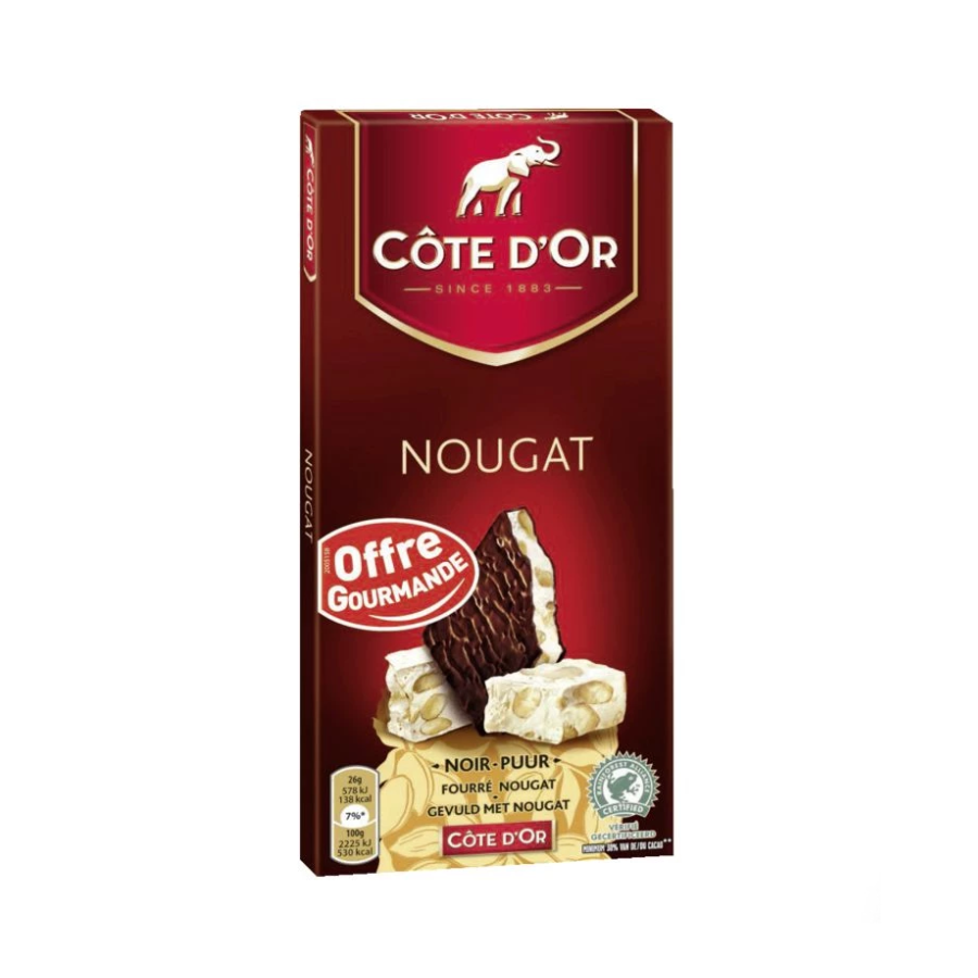 Cote d'Or Dark Chocolate with Nougat (130g)
