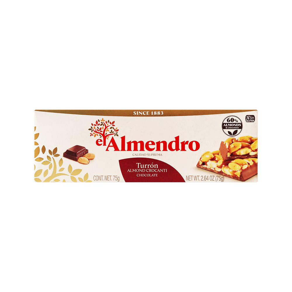 El Almendro Almond Crocanti Turron With Chocolate, Box 75g