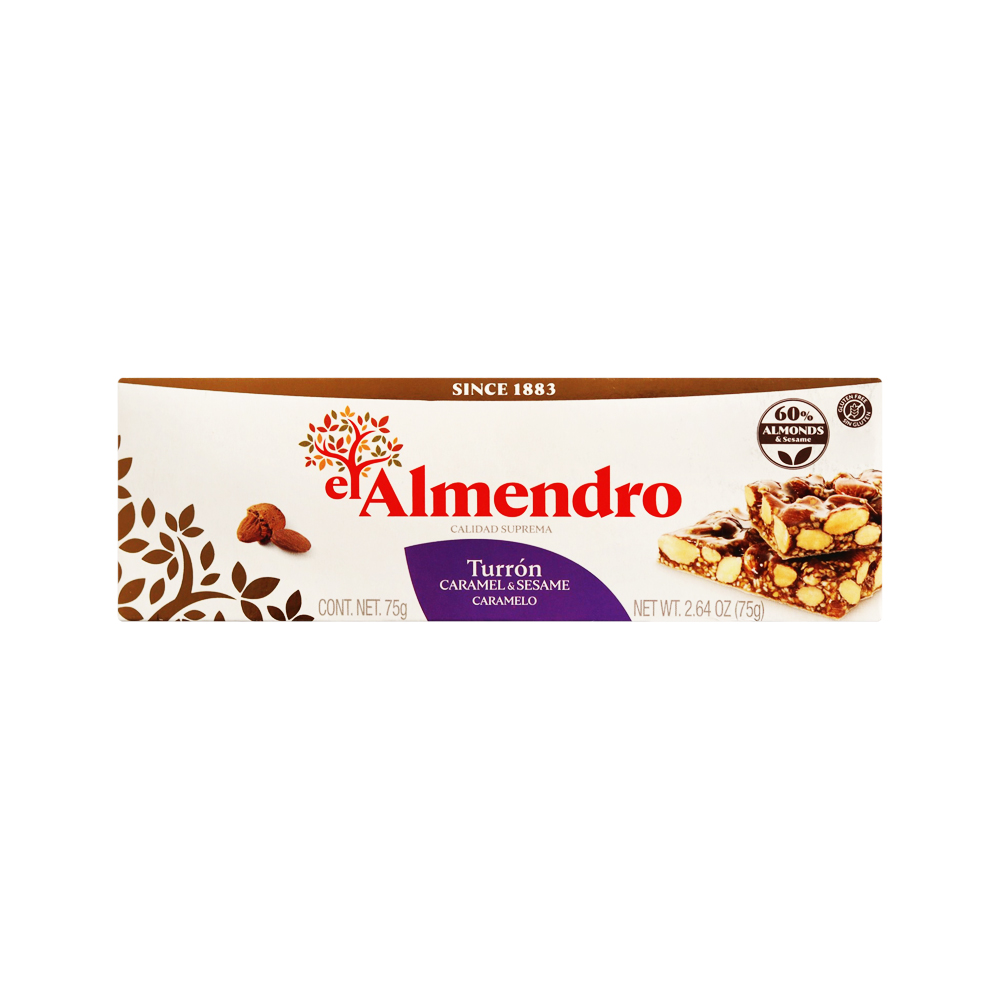 El Almendro Almond Caramel Turron With Sesame Seeds, Box 75g