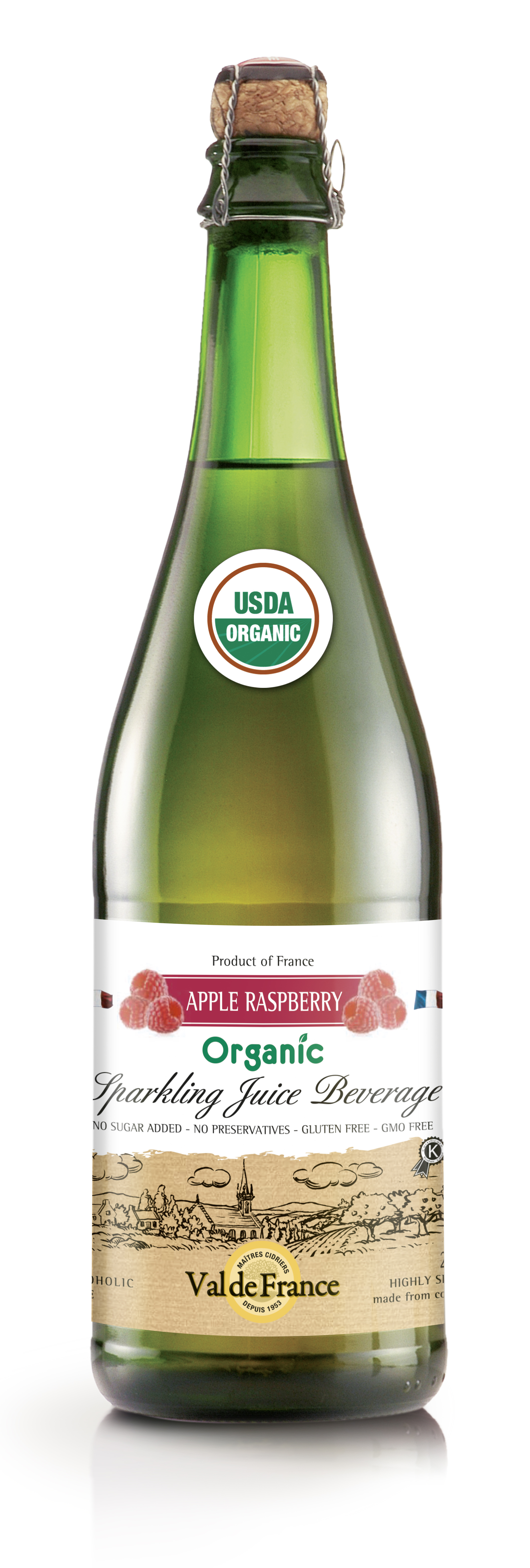 Val De France Raspberry Organic Sparkling Juice, Bottle 750ml
