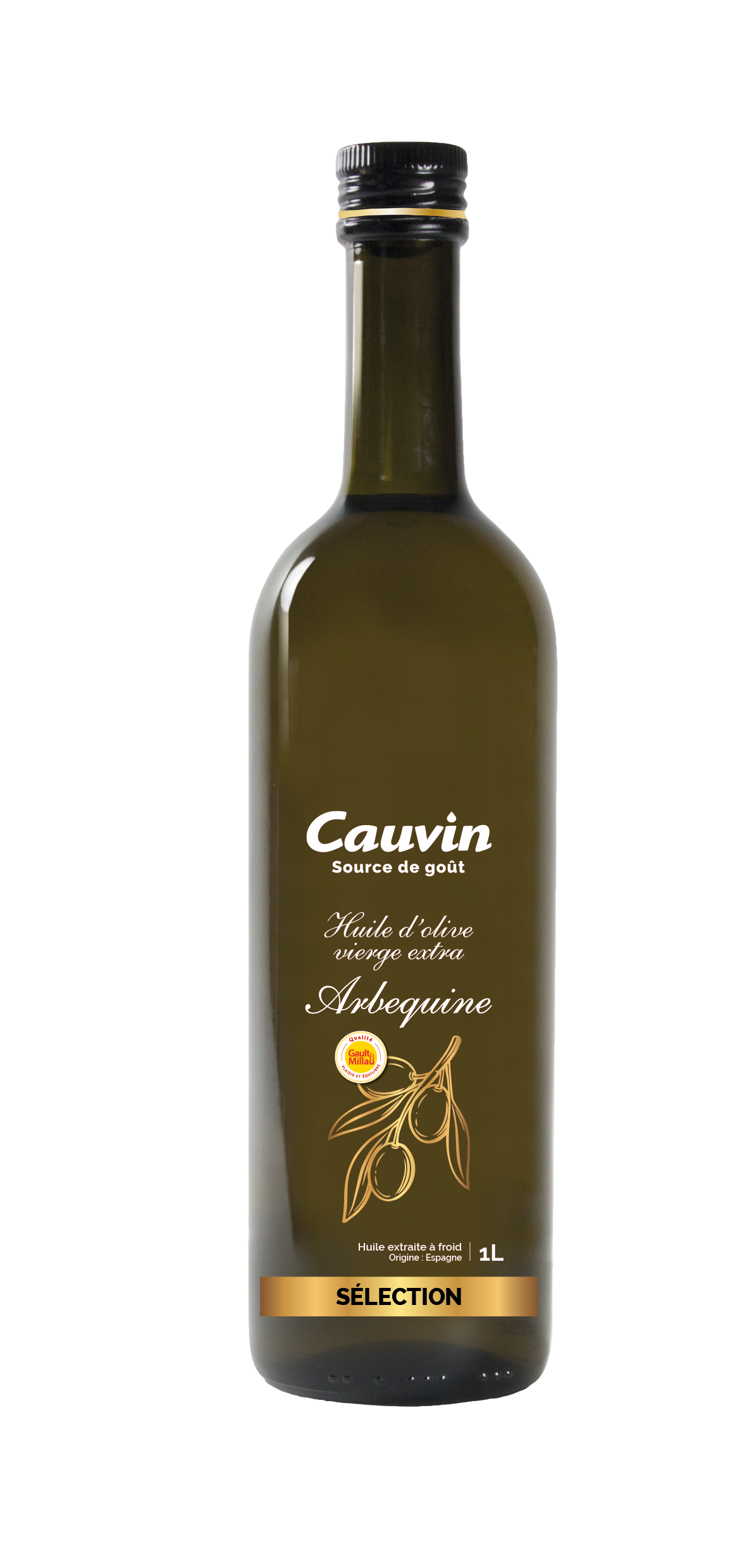 Cauvin Extra Virgin Olive Oil, Glass Bottle 1L