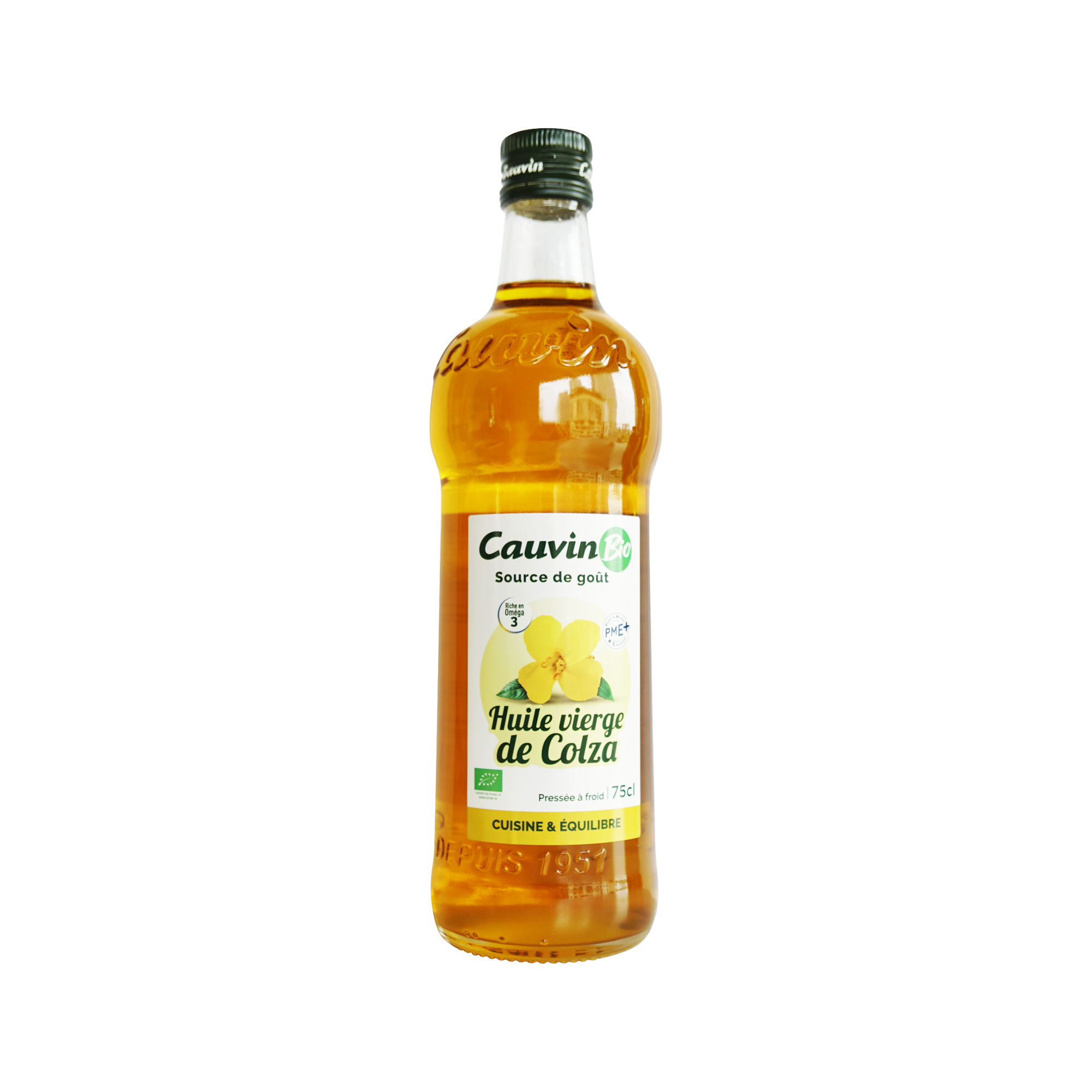 Cauvin Organic Virgin Rapeseed Oil, Glass Bottle 750ml