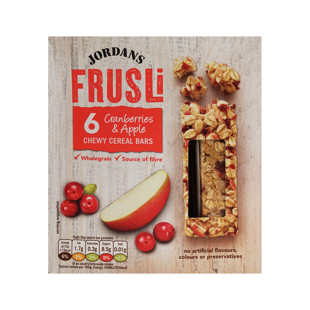 Jordans Frusli Tasty Cranberry & Apple Bar (6x30g)