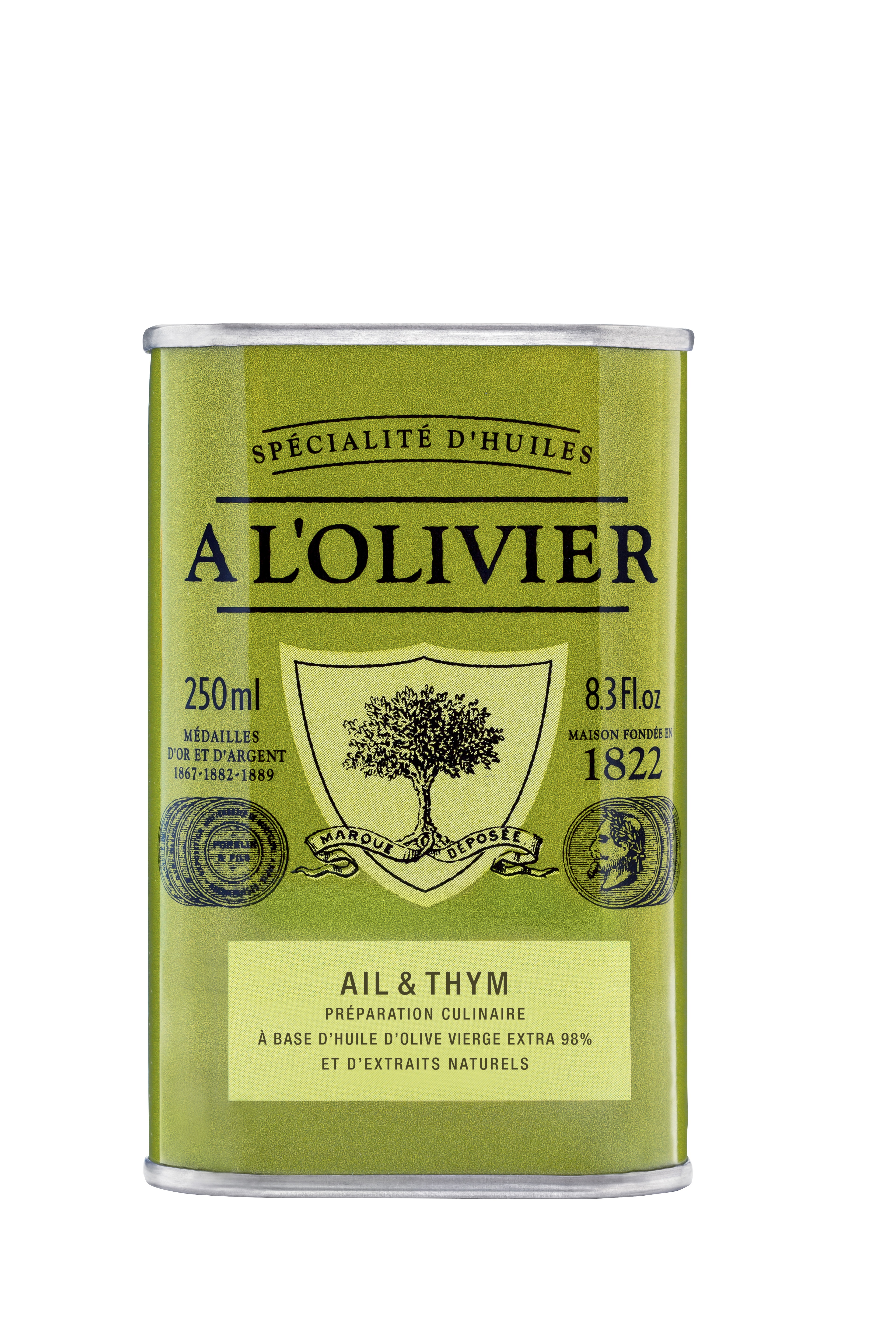 A L'Olivier Garlic & Thyme Infused Olive Oil, Tin (250ml)