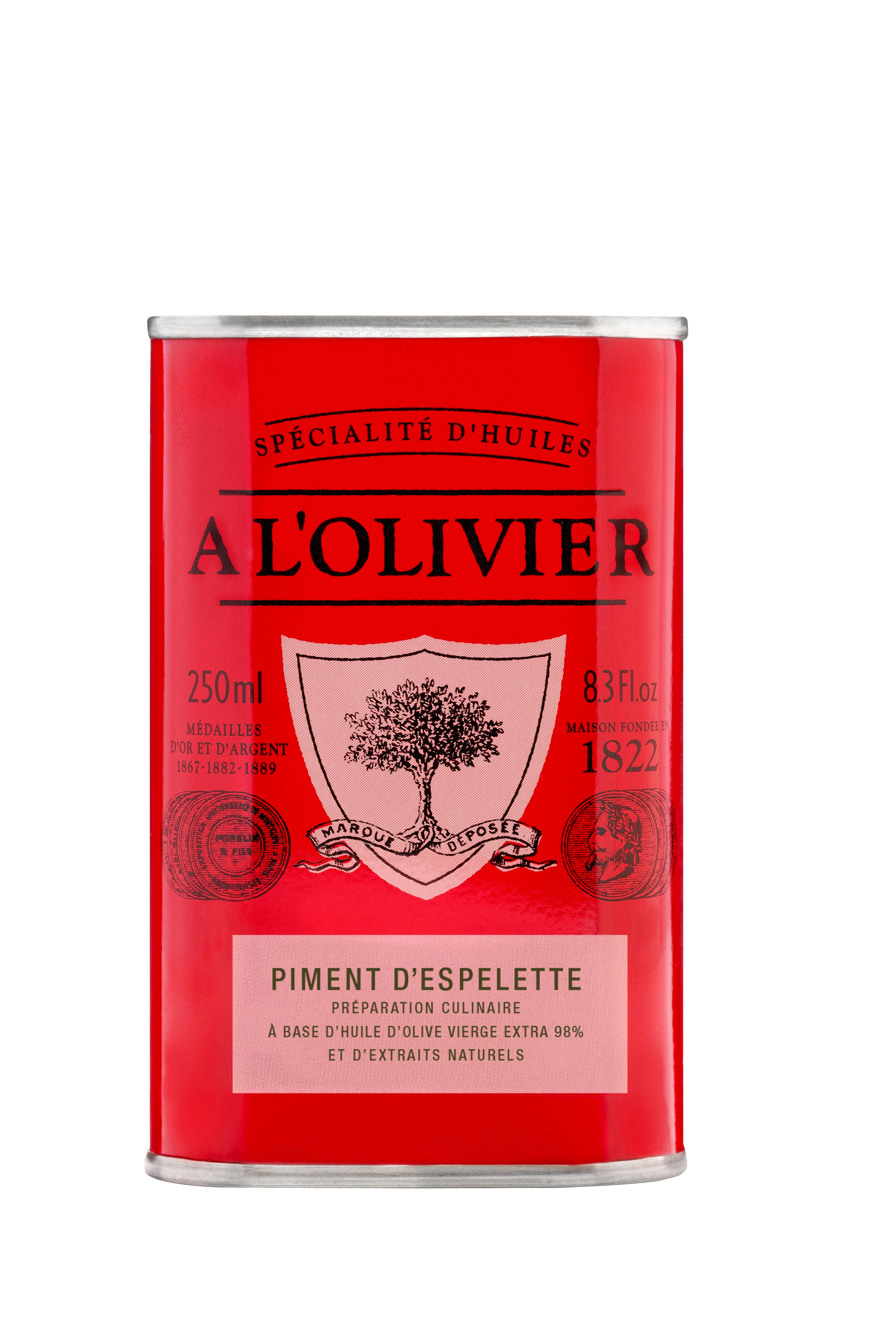 A L'Olivier Espelette Pepper Infused Extra Virgin Olive Oil, Tin (250ml)