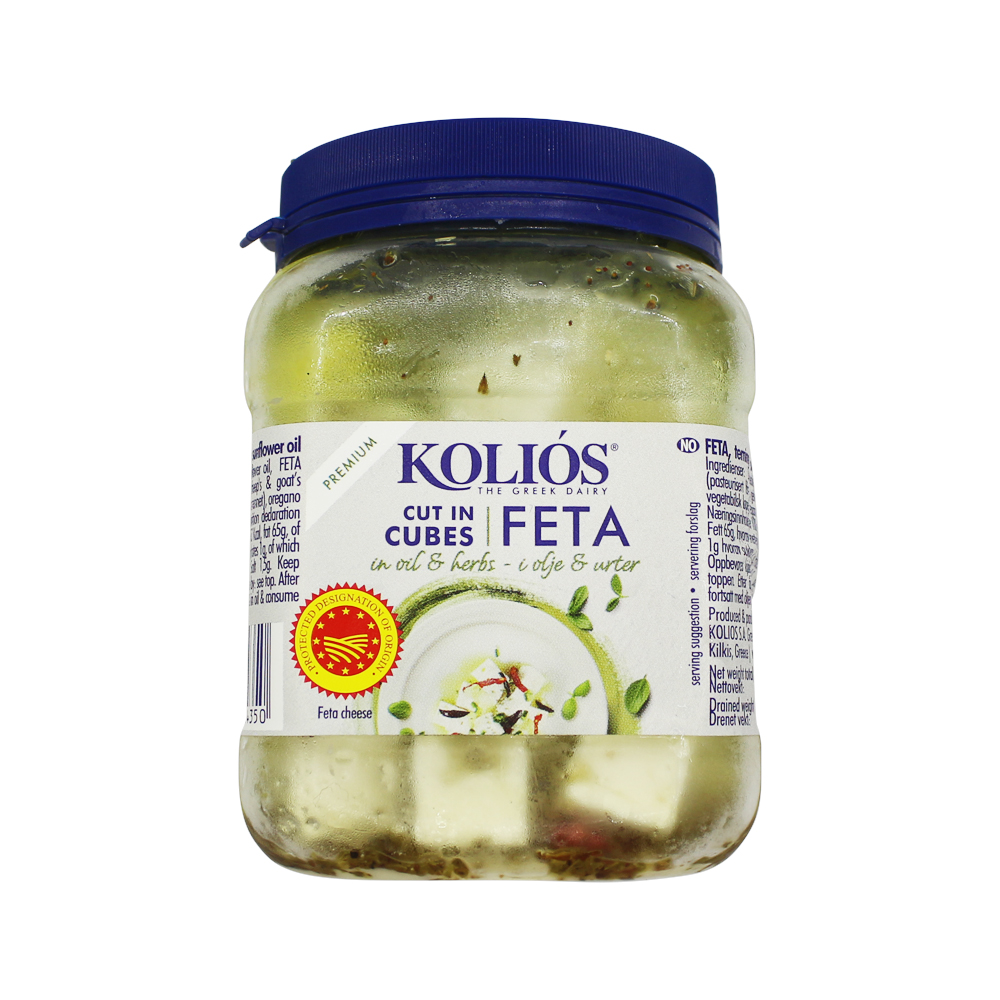 Kolios Feta Cubes With Oil & Herbs Plastic Jar (300g)