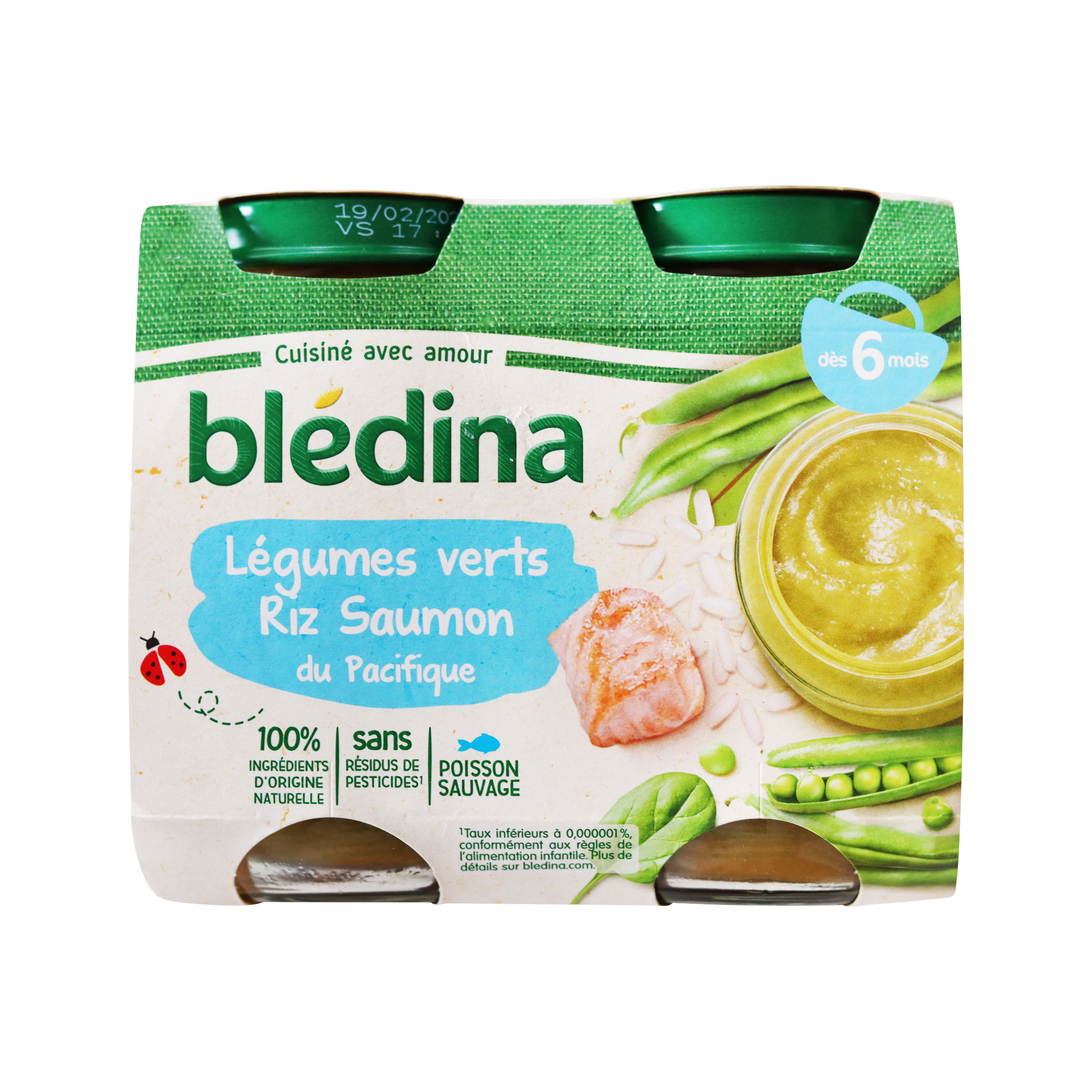 Bledina Green Vegetables, Rice & Salmon 6M (2x200g)