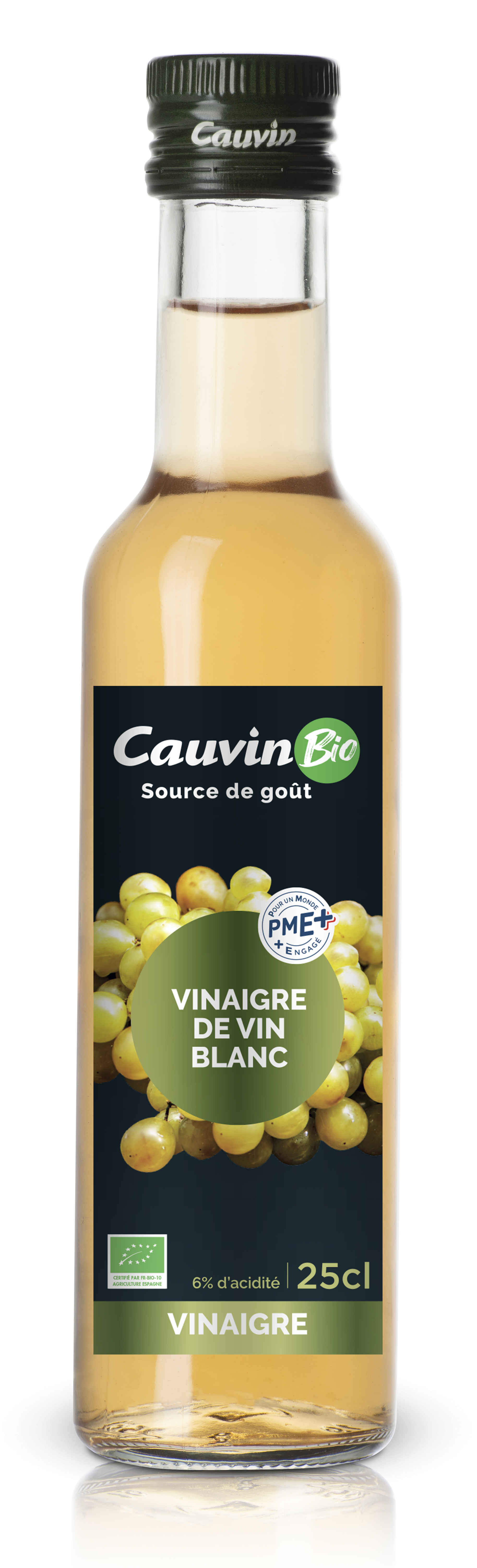 Cauvin Organic White Wine Vinegar, Glass Bottle 250ml