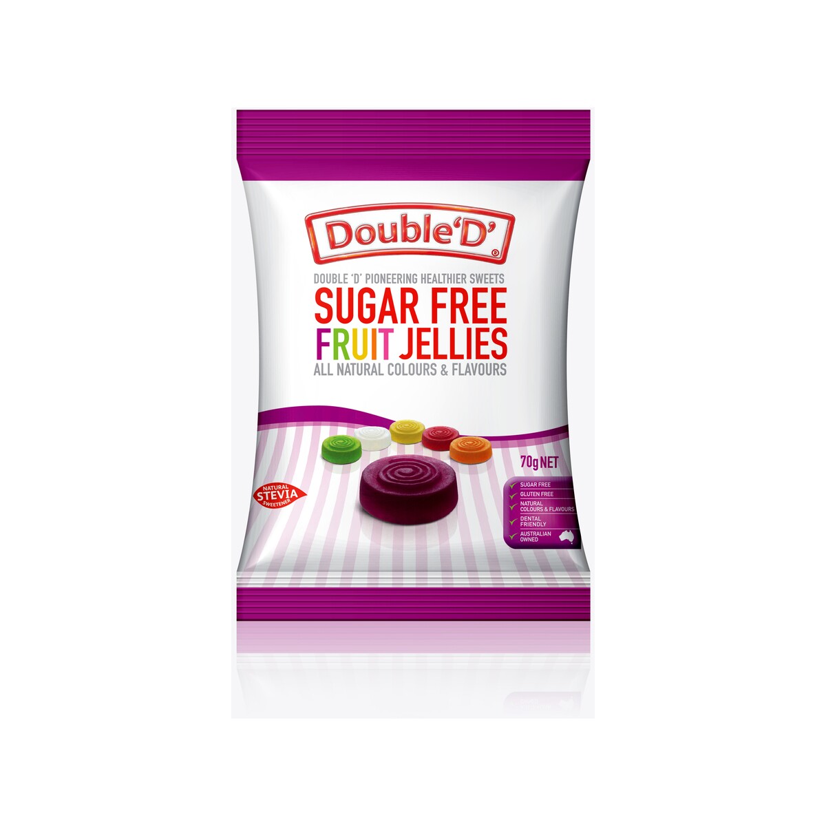 Double D Fruit Jelly Rounds Sugar Free Gluten Free 70g