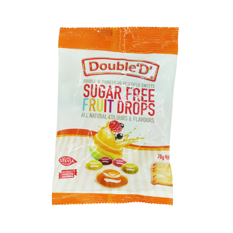 Double D Fruit Drops Sugar Free GF 70g