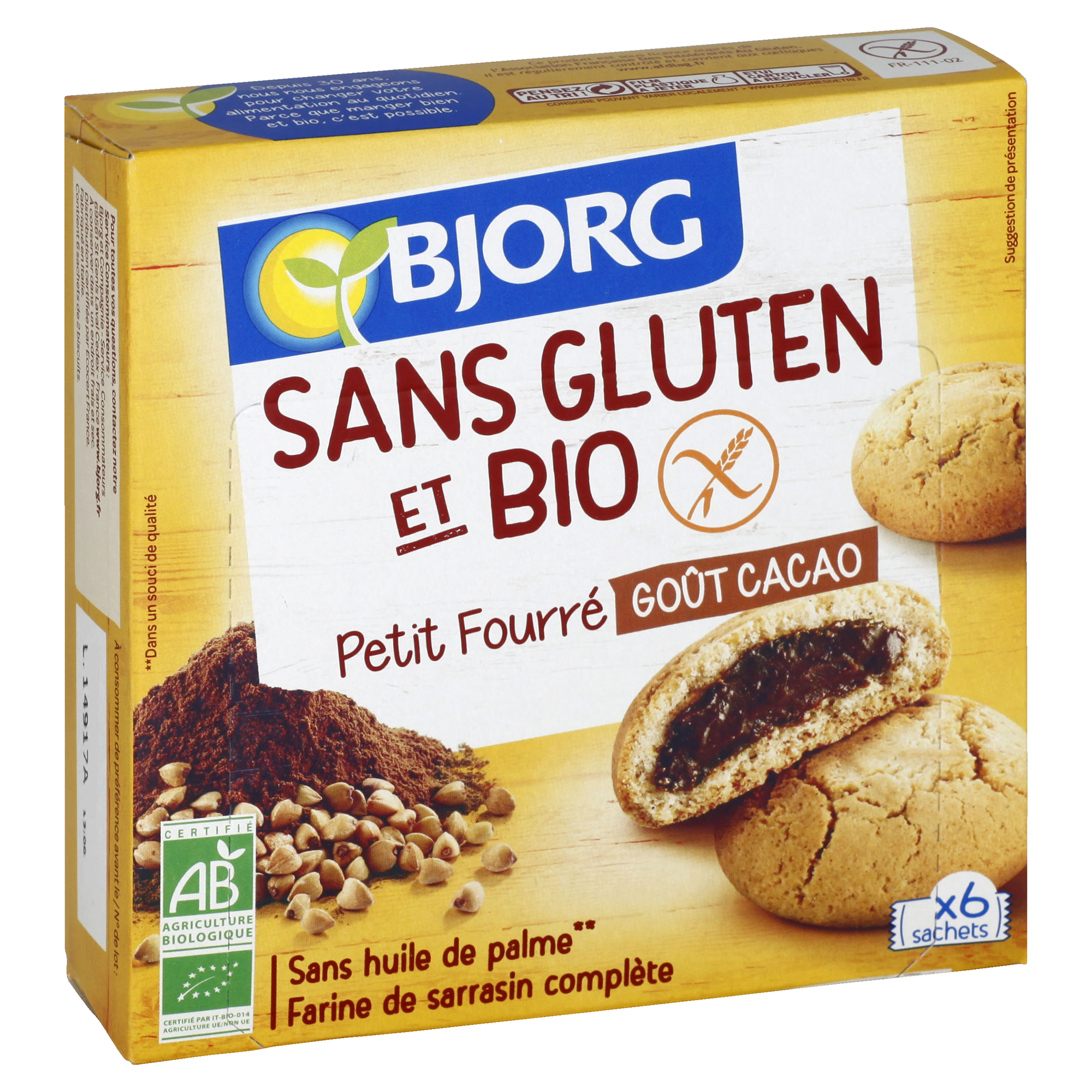 Bjorg Organic Biscuit W/Chocolate Filling 180G