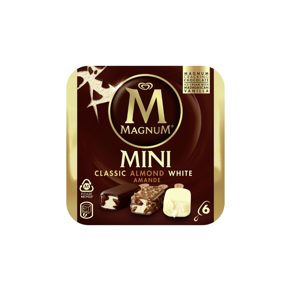 Magnum Mini Classic, Almond, white chocolate Ice Cream  (6x55ml)