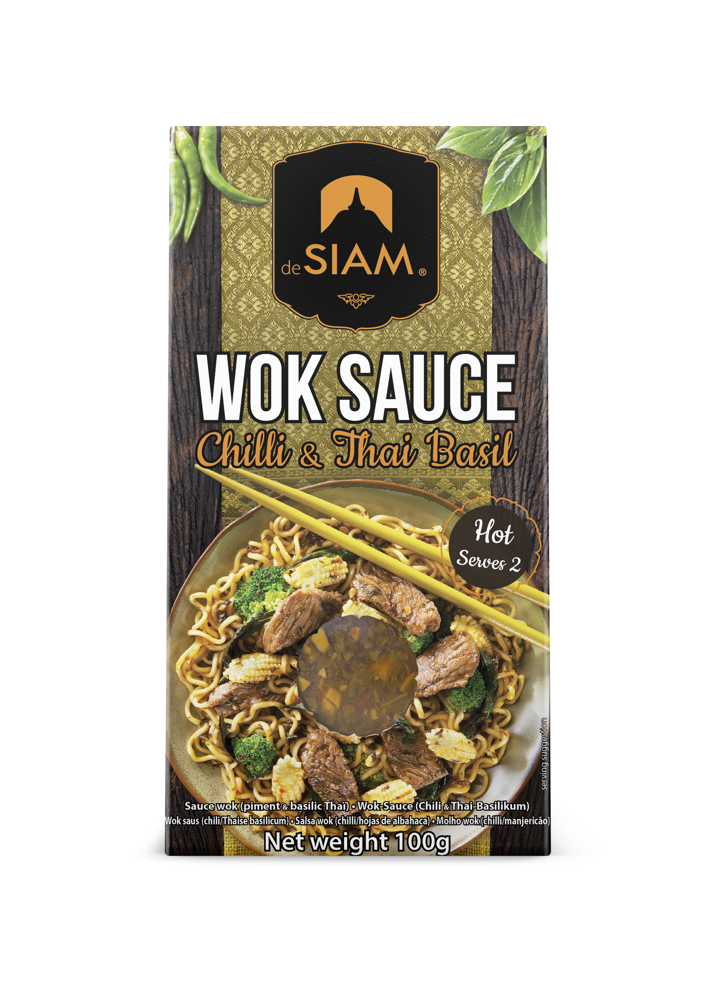 De Siam Wok Sauce Chilli Thai Basil 100g