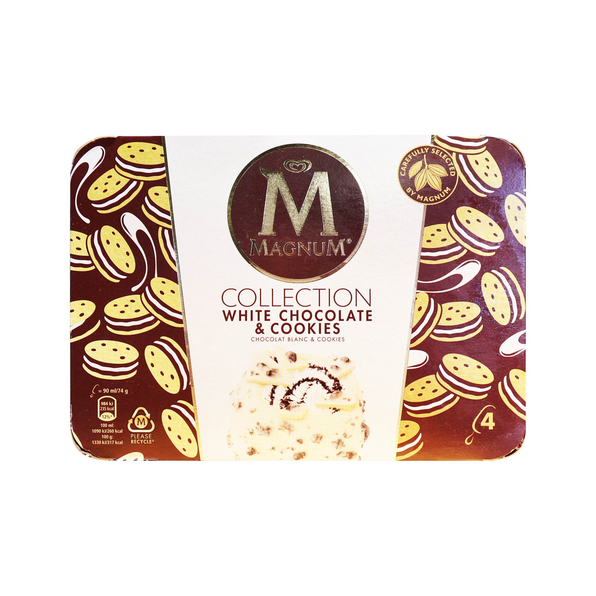 Magnum White Chocolate & Cookies Ice Cream (4x74g)