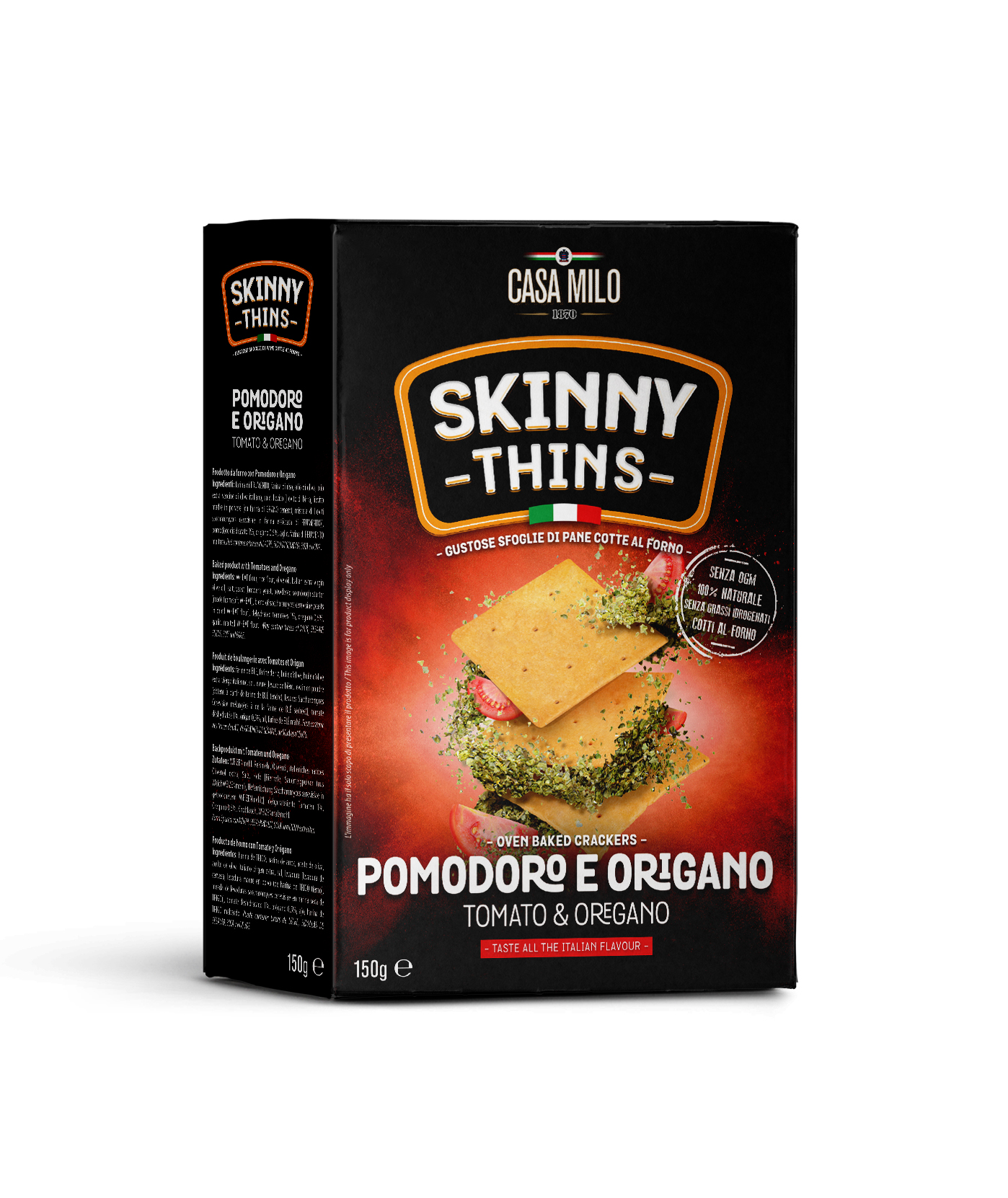 Casa Milo Skinny Thins Cracker Tomato, Oregano150g
