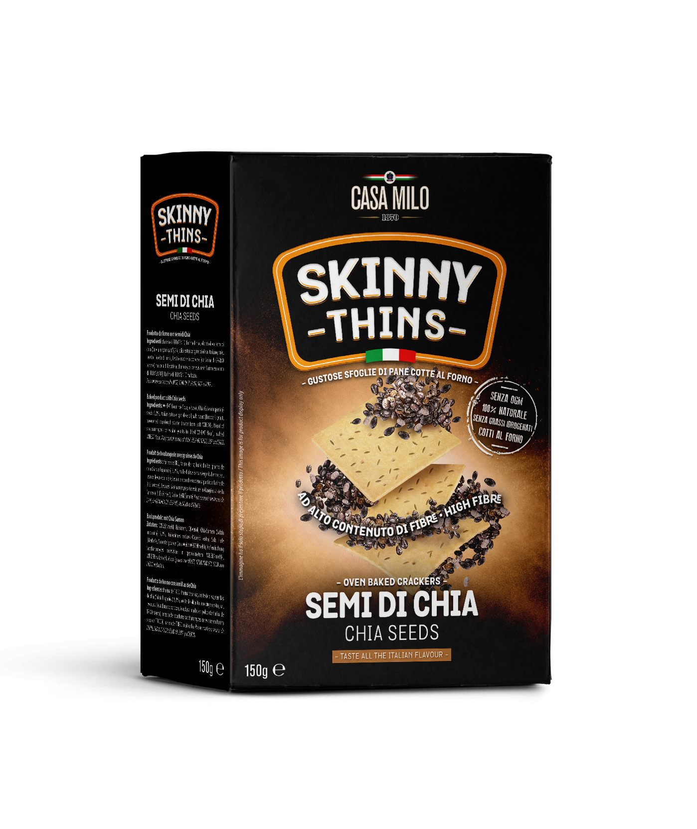 Casa Milo Skinny Thins Cracker Chia Seeds 150g