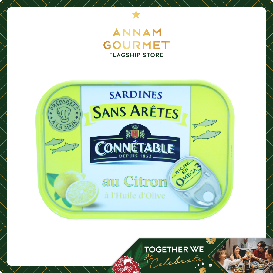Connetable Boneless sardines in extra virgin olive oild and lemon 140g