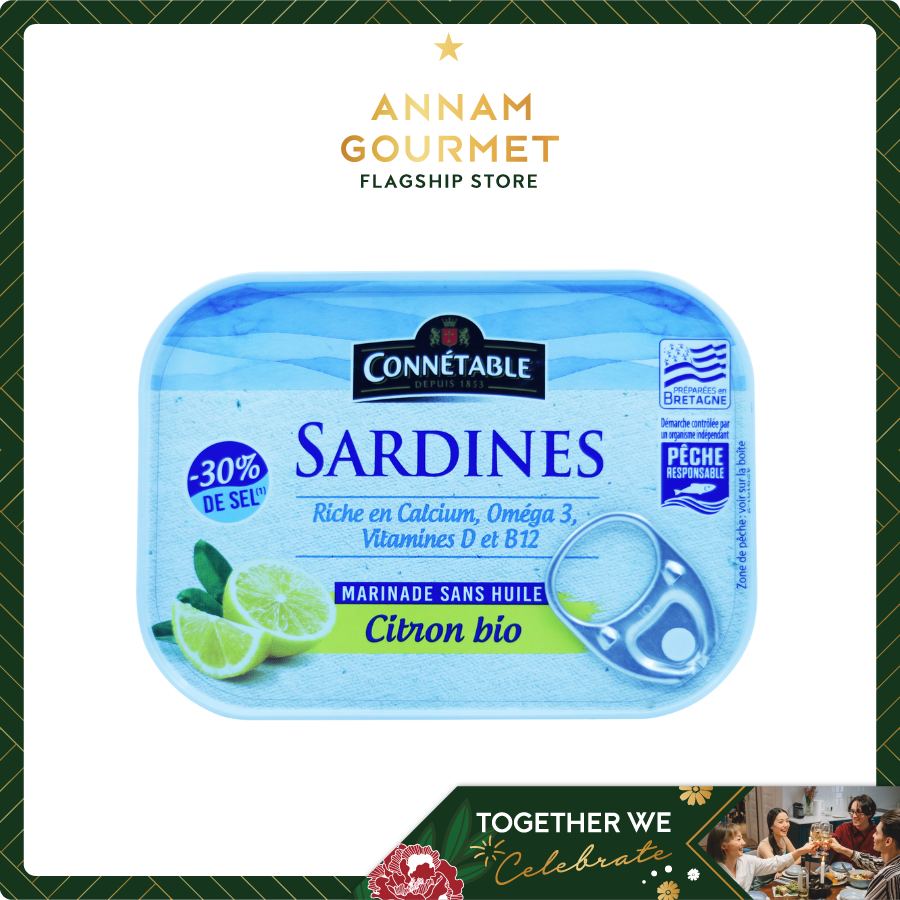 Connetable MSC Sardines in organic lemon marinade, without oil - low salt 135g