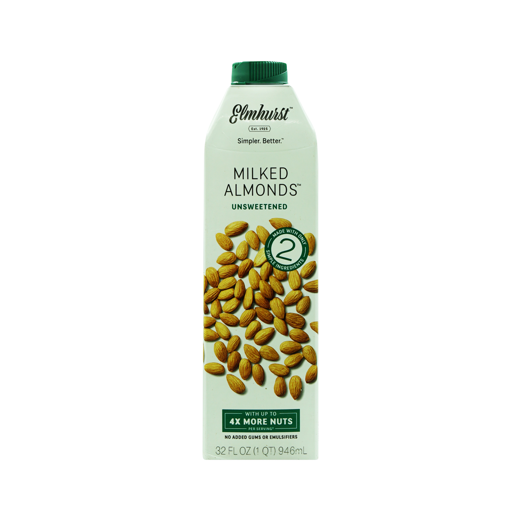 Elmhurst Unsweetened Almond Milk, Paper box 946ml