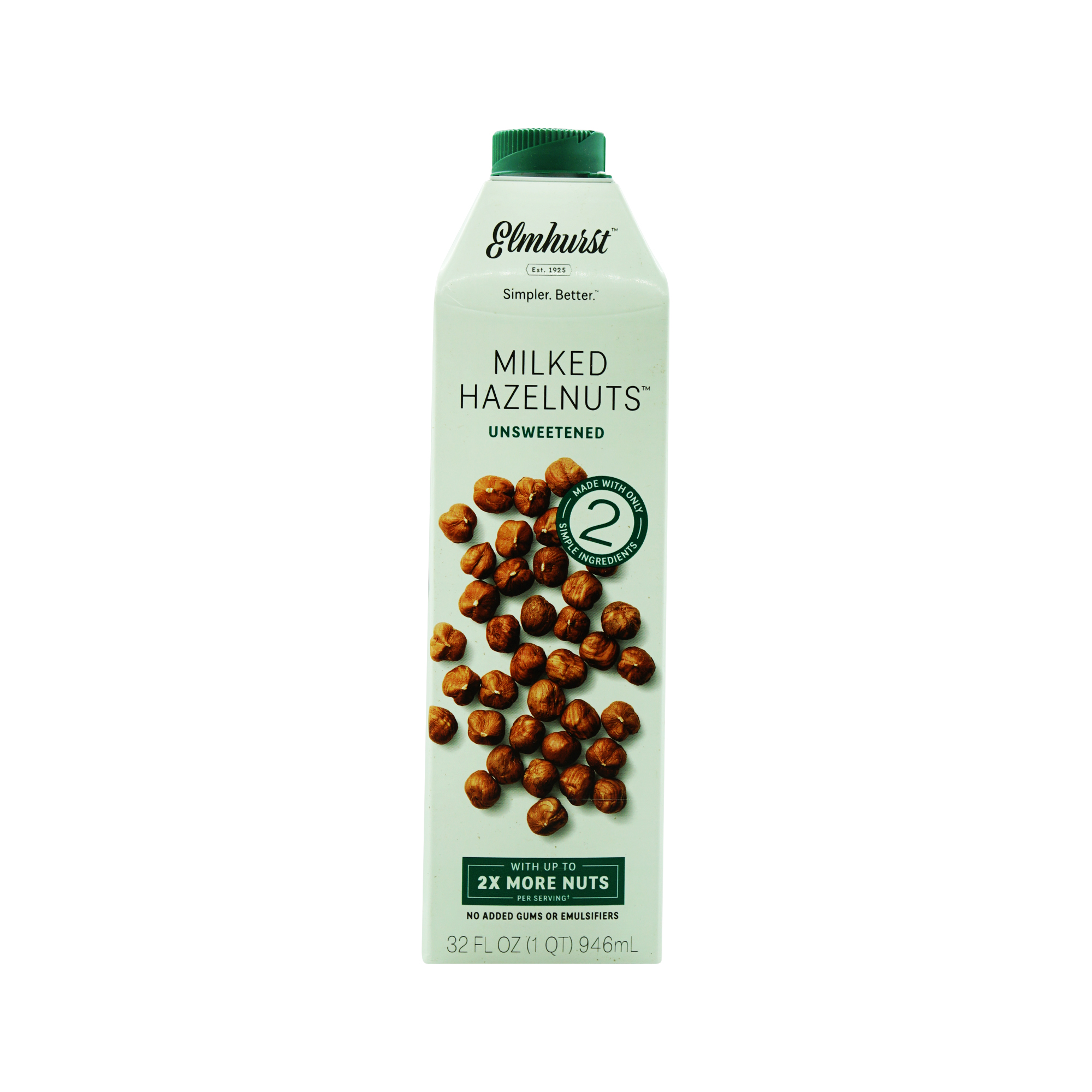 Elmhurst Unsweetened Hazelnut Milk, Paper box 946ml