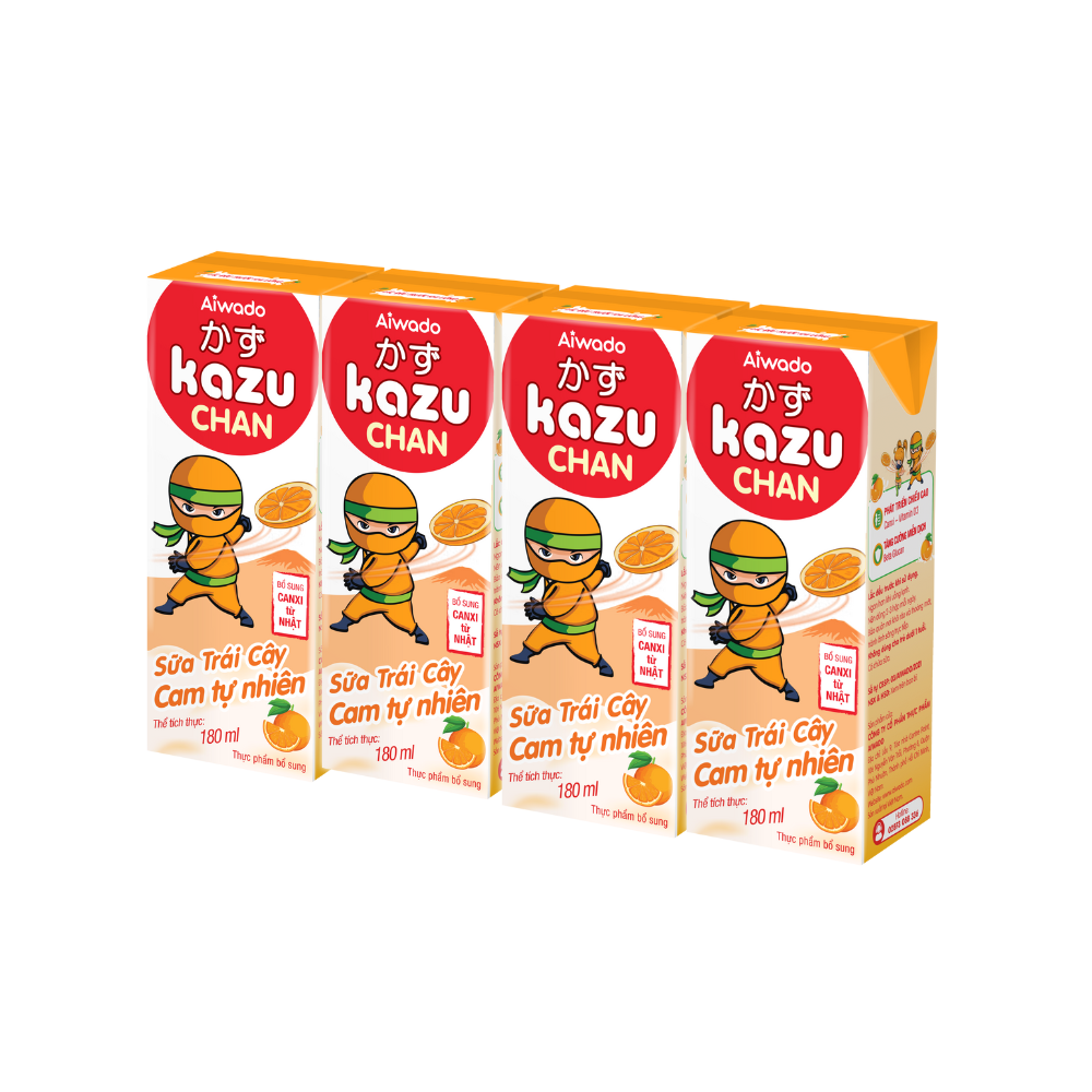 Aiwado Kazu Chan Juice Milk Orange (4x180ml)