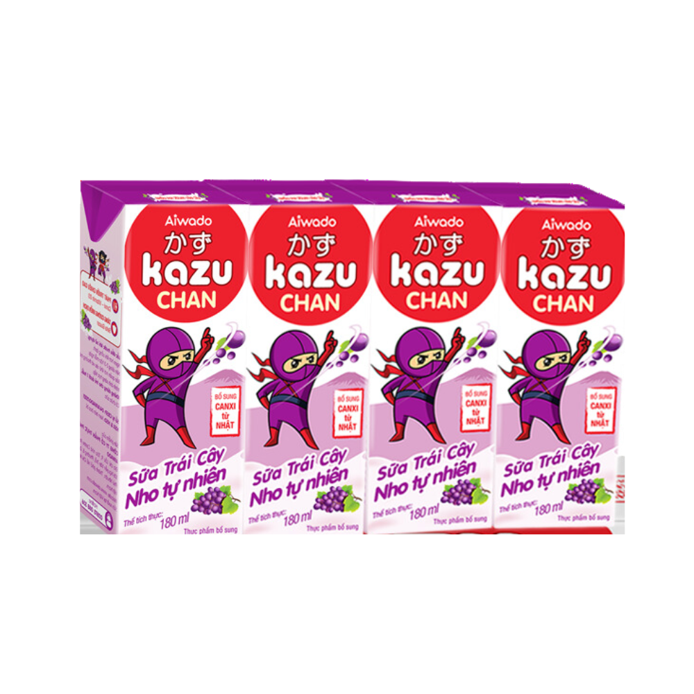 Aiwado Kazu Chan Juice Milk Grape (4x180ml)