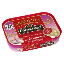 Cá mòi & hành tím Brittany ngâm dầu ôliu À L’Ancienne Sardines à l'huile d'olive vierge extra aux échalotes de Bretagne hiệu Connétable 115g