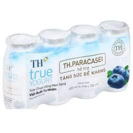 Sữa chua uống men sống hương việt quất TH (4x100ml)