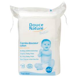 Bông cotton vuông lau em bé hiệu Douce Nature 60pcs