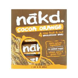 Bánh dạng thanh nhân hạt vị cacao và cam dạng thanh Cocoa Orange hiệu Nakd 140g