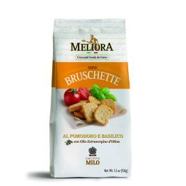 Bánh mì nướng vị cà chua và húng quế Mini Bruschette Al Pomodoro E Basilico hiệu Meliora 150g