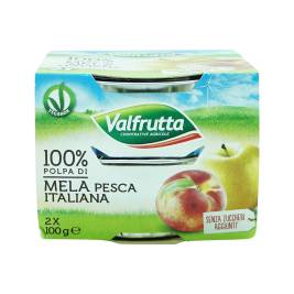 Valfrutta Apple & Peach Puree (2x100g)