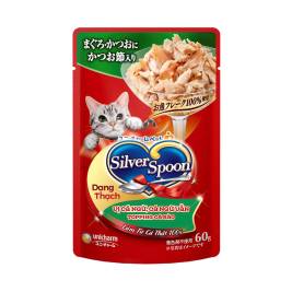 T.ăn Cho Mèo Vị Cá Ngừ Topping Cá Bào Dạng Thạch Silver Spoon (60g)