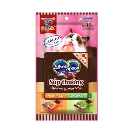 Súp Thưởng Dạng Thìa Cho Mèo Vị Thịt Gà & Vị Hải Sản Silver Spoon (100g)