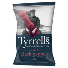 Khoai tây chiên Tyrrells Sea salted and black pepper hand cooked crips
