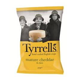 Khoai tây chiên Tyrrells Mature cheddar cheese and chives hand cooked crips