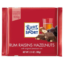 Sô Cô La Nhân Rượu Rum, Nho Khô Và Hạt Dẻ Hiệu Ritter Sport (100g) - F122797