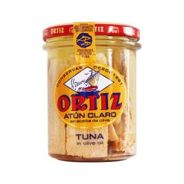 Cá Ngừ Vây Vàng Ngâm Dầu Ôliu Ortiz, Lọ thủy tinh 220g