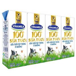 Vinamilk 100% UHT Milk Less Sugar (4x180ml)