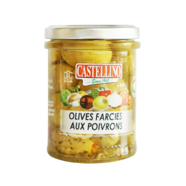 Ôliu, Xanh, Nhồi, Ớt, Chuông, Castellino, (180g)