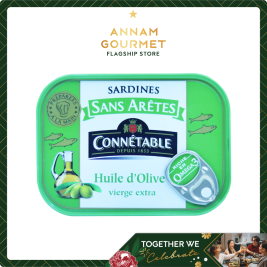 Cá mòi không xương ngâm dầu olive Sardines Sans Arêtes Huile d’Olive hiệu Connétable 140g