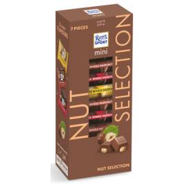 Sô-cô-la hỗn hợp Ritter Sport dạng thanh, hạt phỉ, không có nhân, hộp 116g