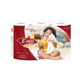 E'Mos Premium Giấy Vệ Sinh Đỏ 3 Lớp (6 Cuộn)