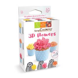 Bộ Đuôi Trang Trí Bánh Kem Hình Hoa 3D Flowers 3 cái