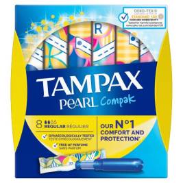 Tampax Pearl Compak Regular Tampons W/ applicator (8Pcs)