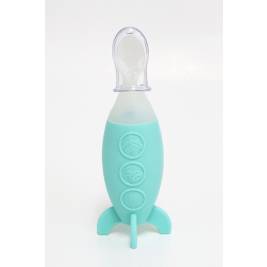 Bình Bóp Ăn DặM Silicon Có Thìa Xanh